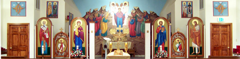 church interior with altar and icons